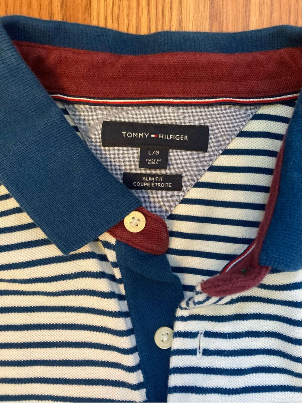 Men’s Tommy Hilfiger Blue and White Striped Polo